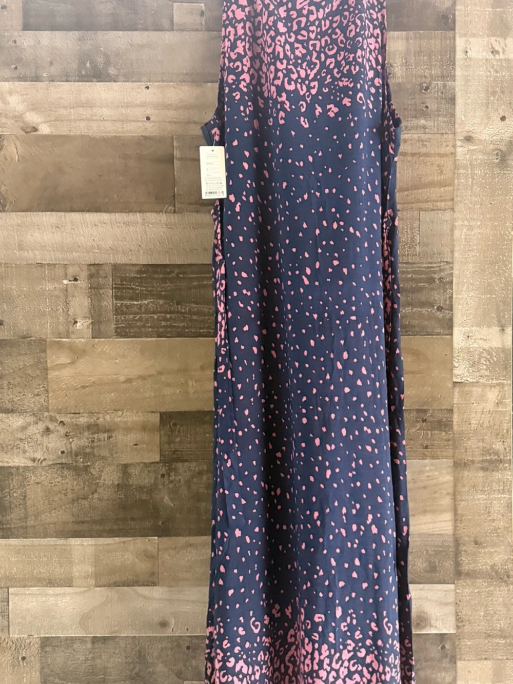 Sleeveless Navy Maxi Dress with Pink Print - Picture 9 of 10